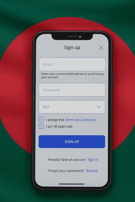 Glory Casino-তে সাইন আপ ফর্ম