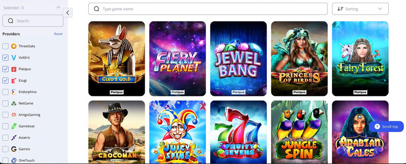 

Glory Casino provides games


